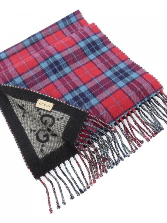 Gucci Accessories - Gucci Scarf Black Blue Red White